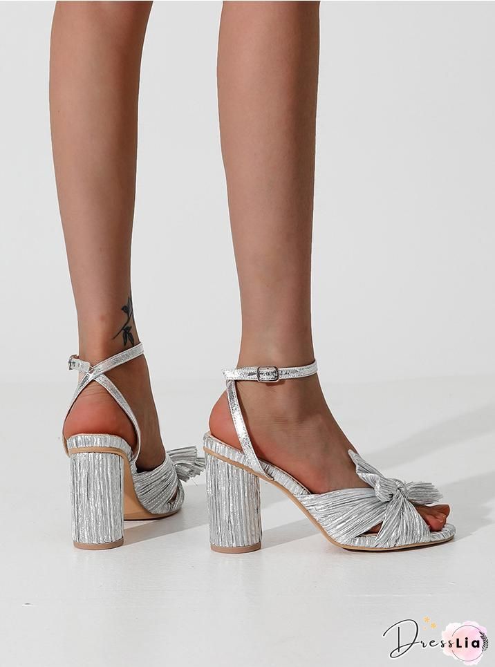 Metal Feeling Bow High Heel Slipper