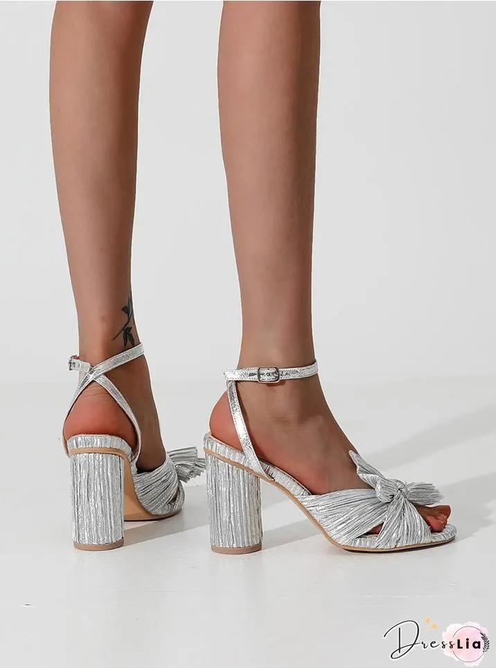 Metal Feeling Bow High Heel Slipper
