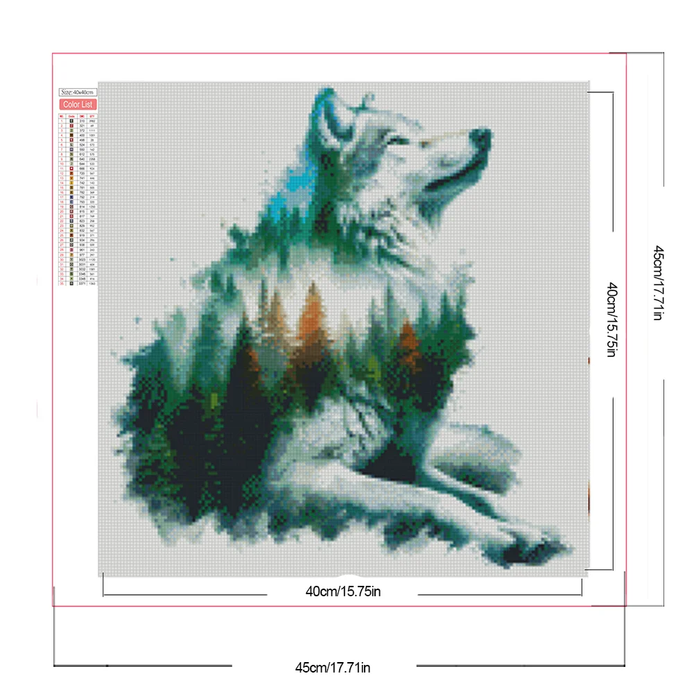 Partial AB Diamond Painting - Full Round Drill - Wolf Silhouette(Canvas|45*45cm)