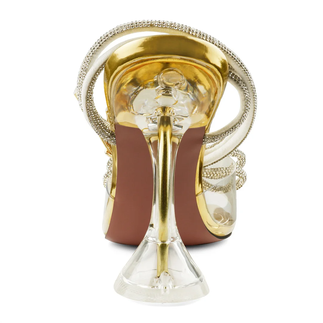 9.5cm/3.74 Double Bow Crystallized High Heels