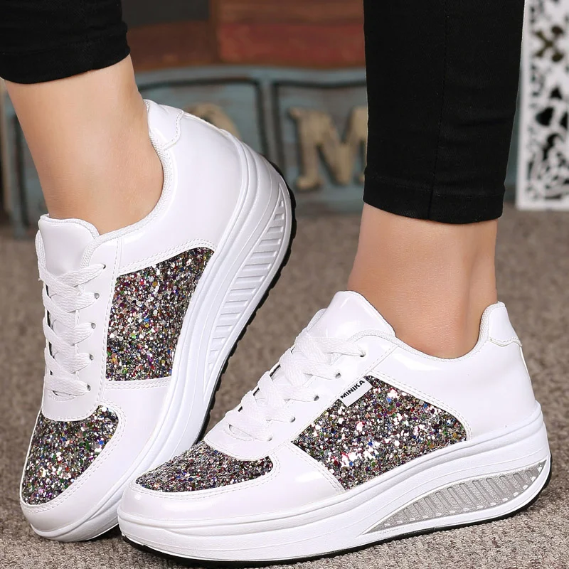 Qengg Women's Vulcanized Shoes Casual  Ladies  Sequins Shake Shoes Fashion Walking Girls Sport Womens Soft Shoes Sports