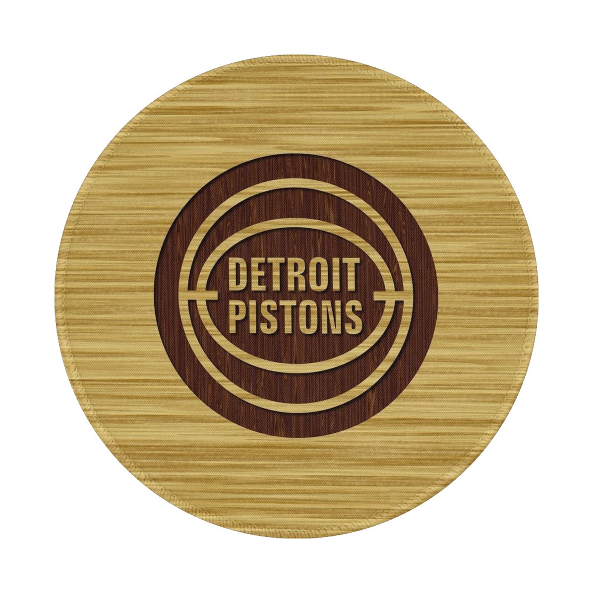 Detroit Pistons Wooden Brown Logo Non-Slip Rubber Round Mouse Pad