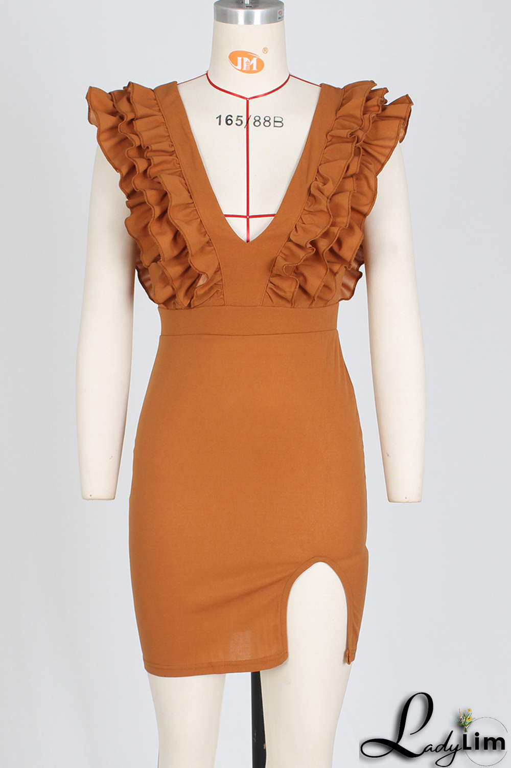 Blue Sexy Solid Stringy Selvedge V Neck Irregular Dress Dresses