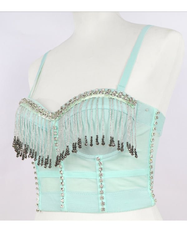 Sexy Solid Pearl Fringed Corset - Chicaggo