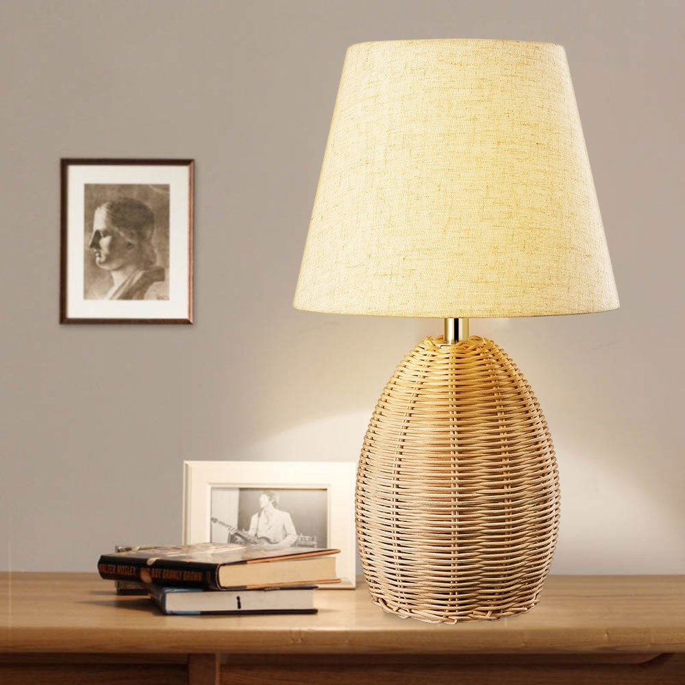 Water Drop Base Rattan Table Lamp For Living Room