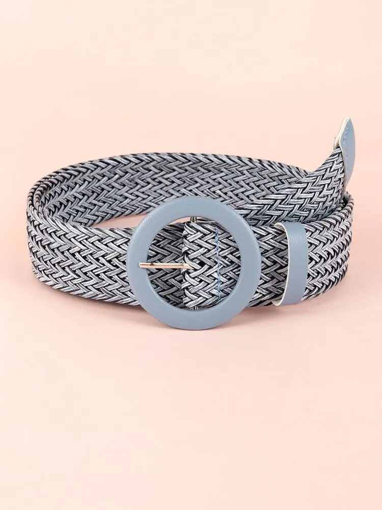 Round Buckle Woven Belt
