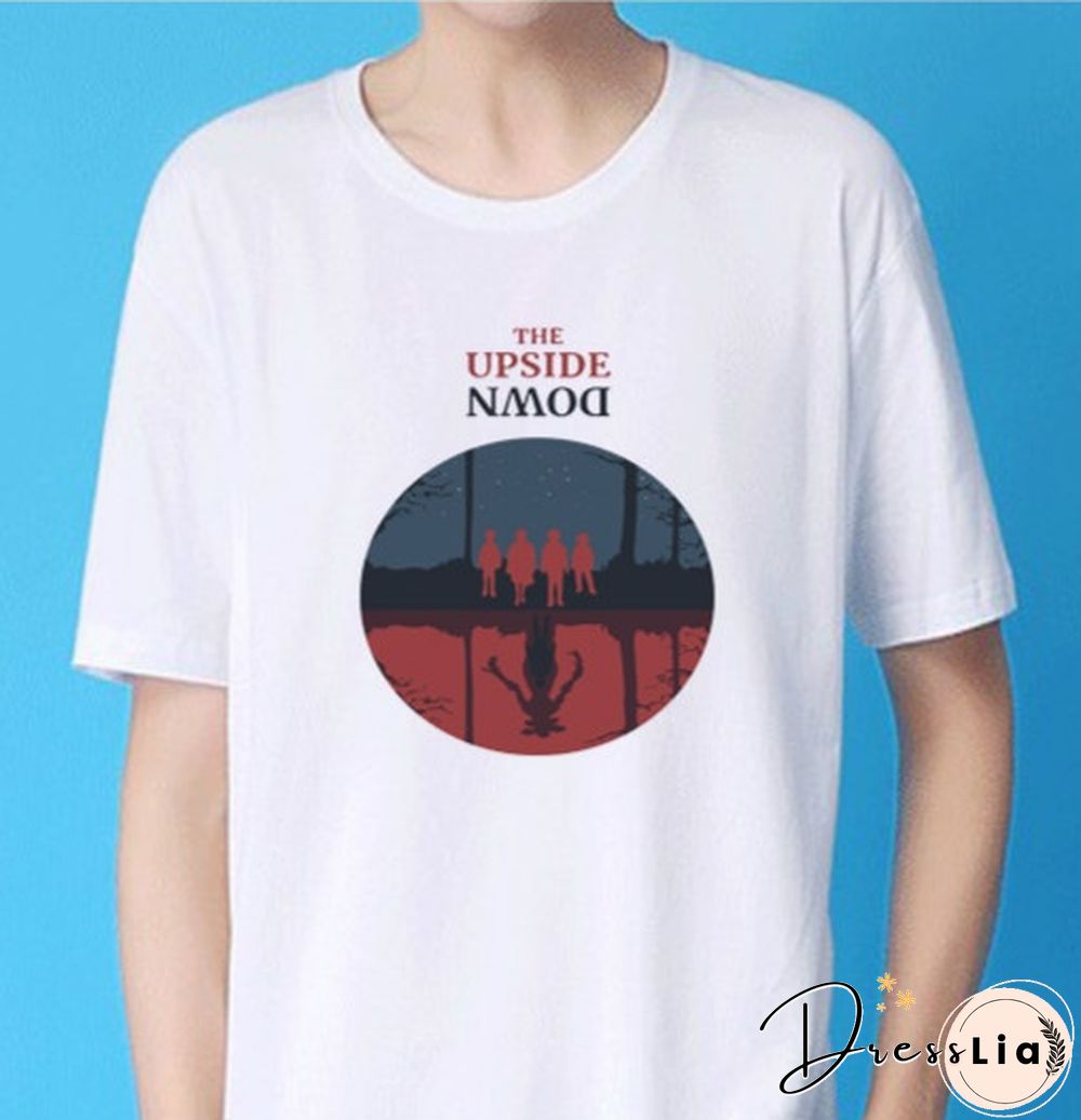 1Pcs Keep Calm And Stranger Things Tee - The Upside Downuff0Cdemogorgon Tee T Shirt Women Stranger Things Design Ladies T-Shirts Looking For The Upside Down T-Shirt Short Sleeve Tops Girl Tee