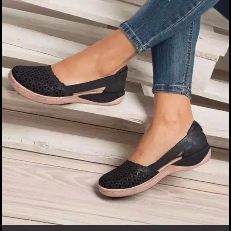 Breakj Breakj Women's Summer Sandals Bag Head Hollow Large Flat-Soled Sandals Hollow Sandals Hollow Breathable Women's Shoes