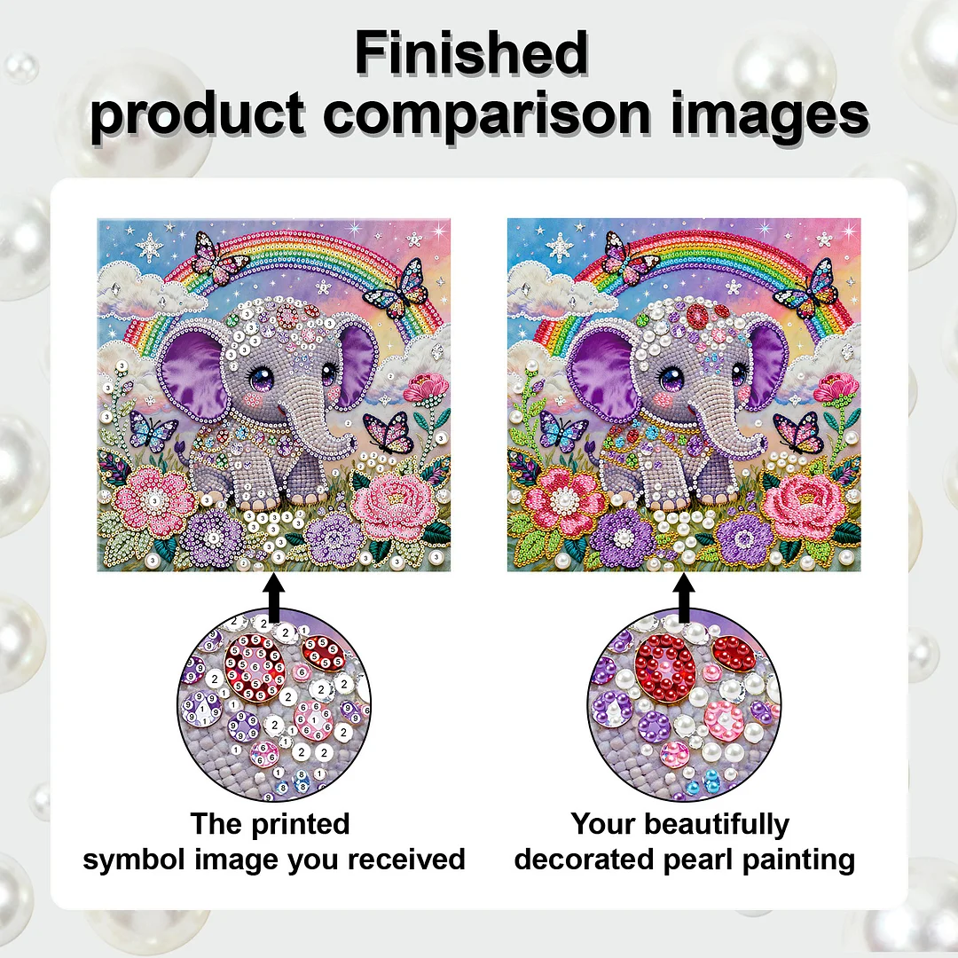 Elephant DIY Pearl Art Diamond Painting Kit for Adult Home Decor 25x25cm With Frame