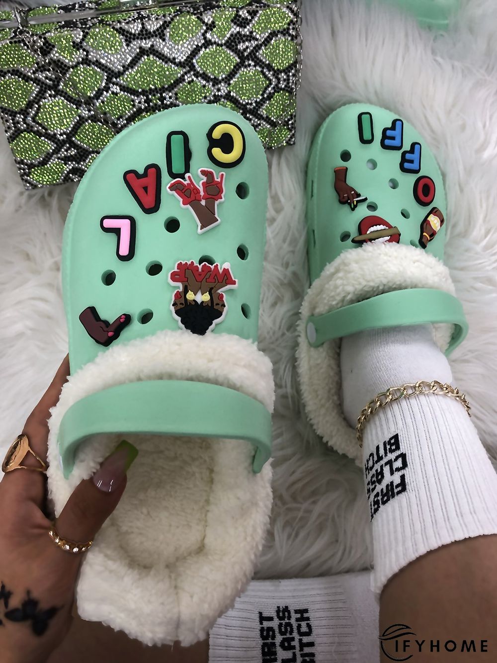 Text Letters Decor Casual EVA Vented Clogs Sandals | IFYHOME