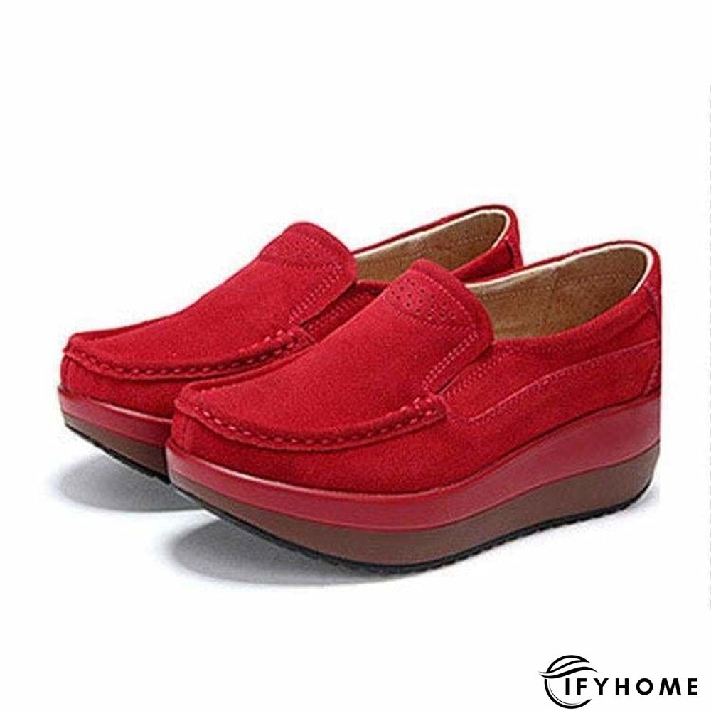 Women's Platform Loafers Flat Shoes Cow Suede Leather Moccasins Shoe | IFYHOME