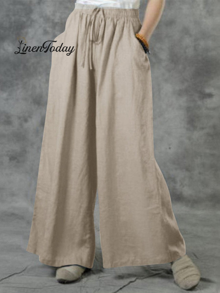 Women&rsquo;s Cotton And Linen Casual Pants Khaki / S