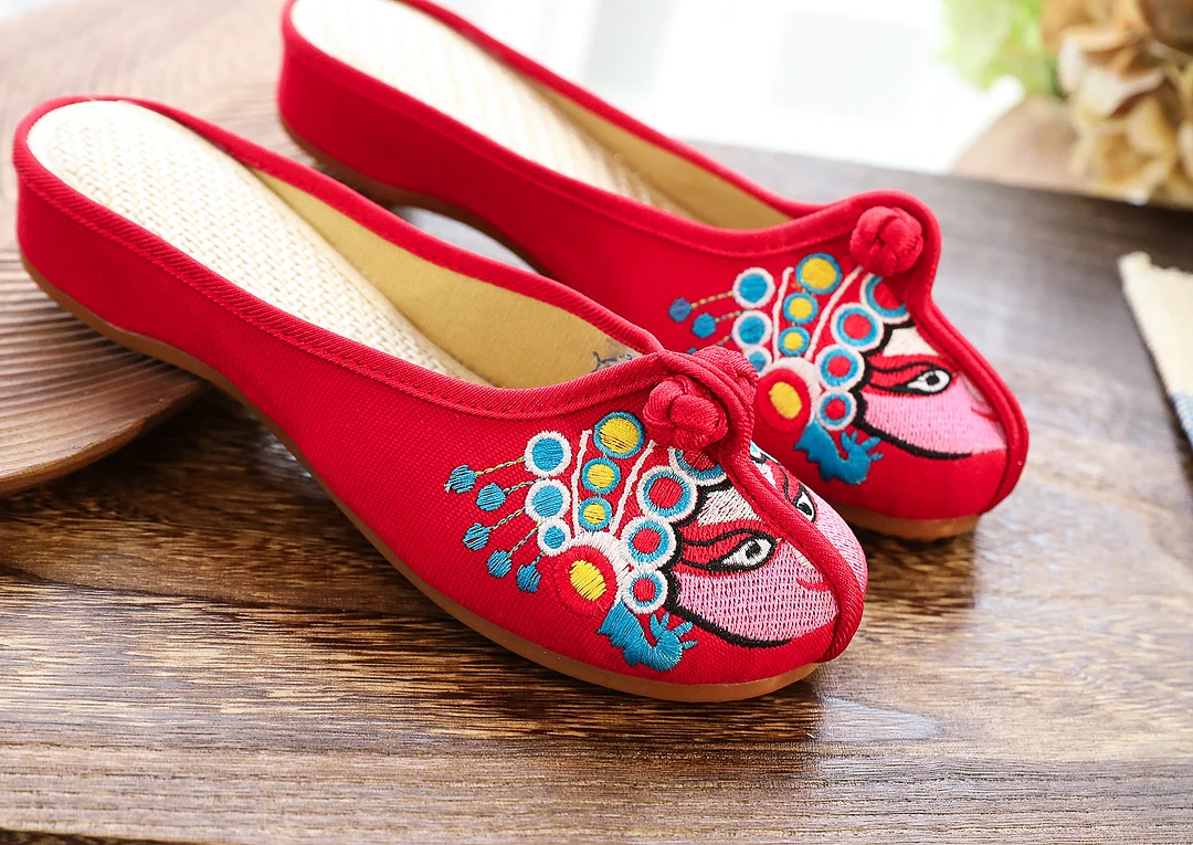 Colourp Colourp Embroidered Cloth Shoes Sandals National Tide Quintessence Of Facial Makeup Flower Dan Dish Buckle Female Cool Drag
