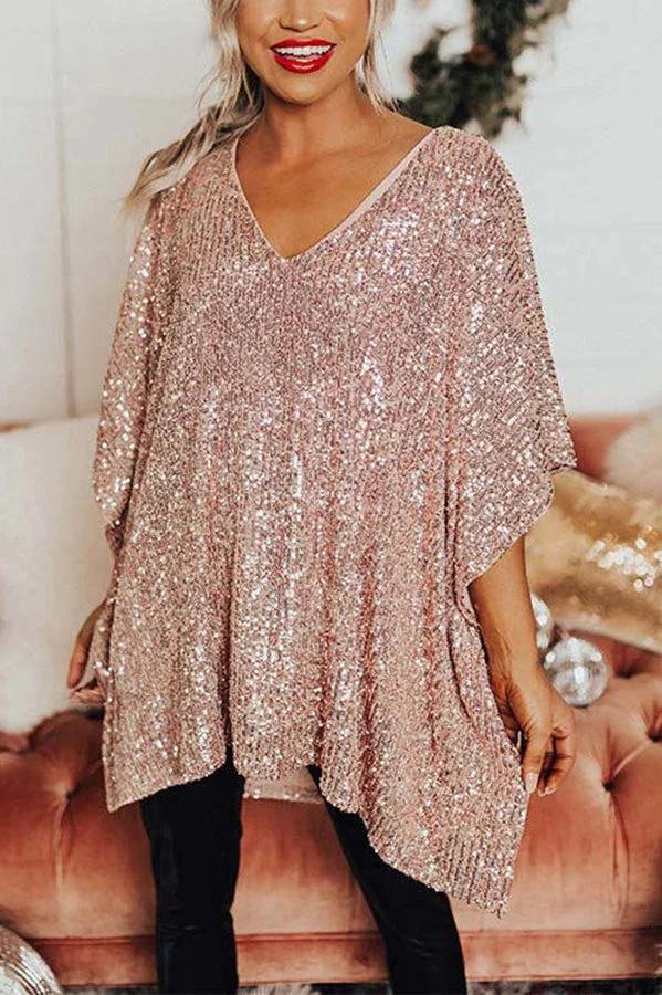 Light The Way Sequin Shift Tunic Blouse