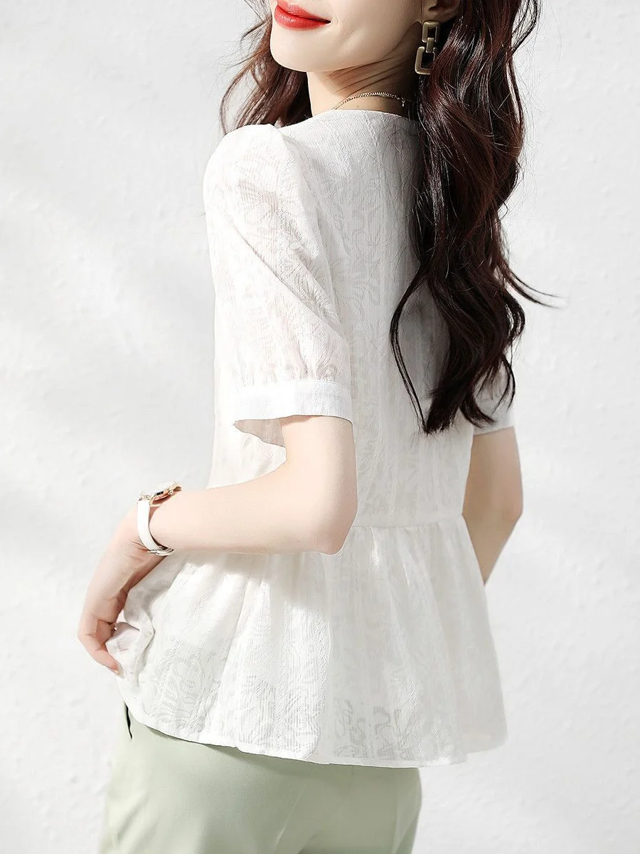 Athvotar Athvotar Doll-Shirt Temperament Commuting Style Exquisite And Intellectual 2025 Summer Commuting Fashion Casual Loose Korean Version Of Shirt