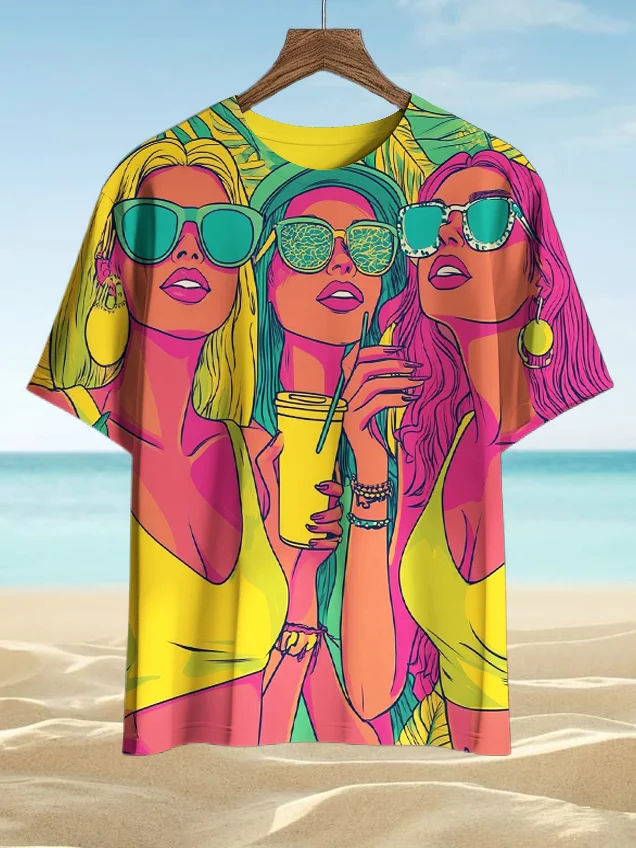 Men's Girls Party Pop Art Print Casual T-Shirt
