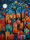 Diamond Painting-DIY Full Round Drill Abstract Street House
