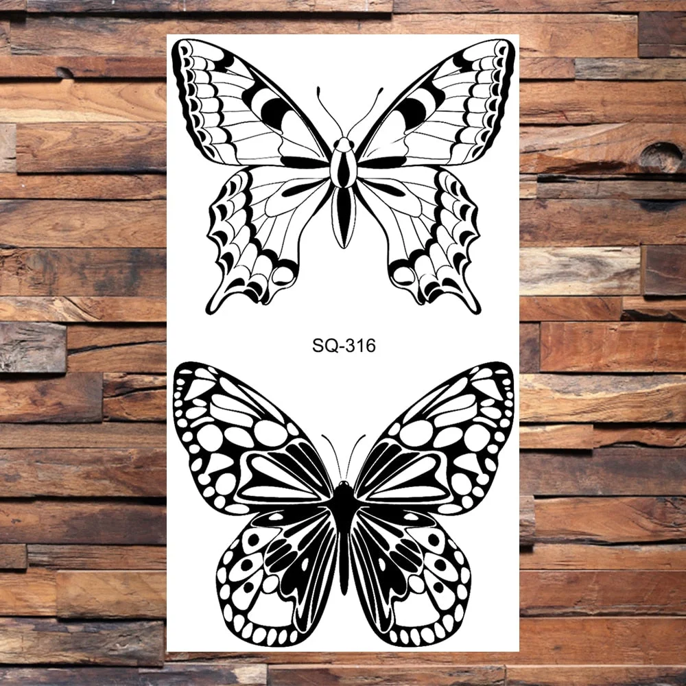 Small Forest Pine Tree Temporary Tattoos For Women Men Realistic Whale Mountain Sea Wave Fake Tattoo Sticker Arm Body Tatoos