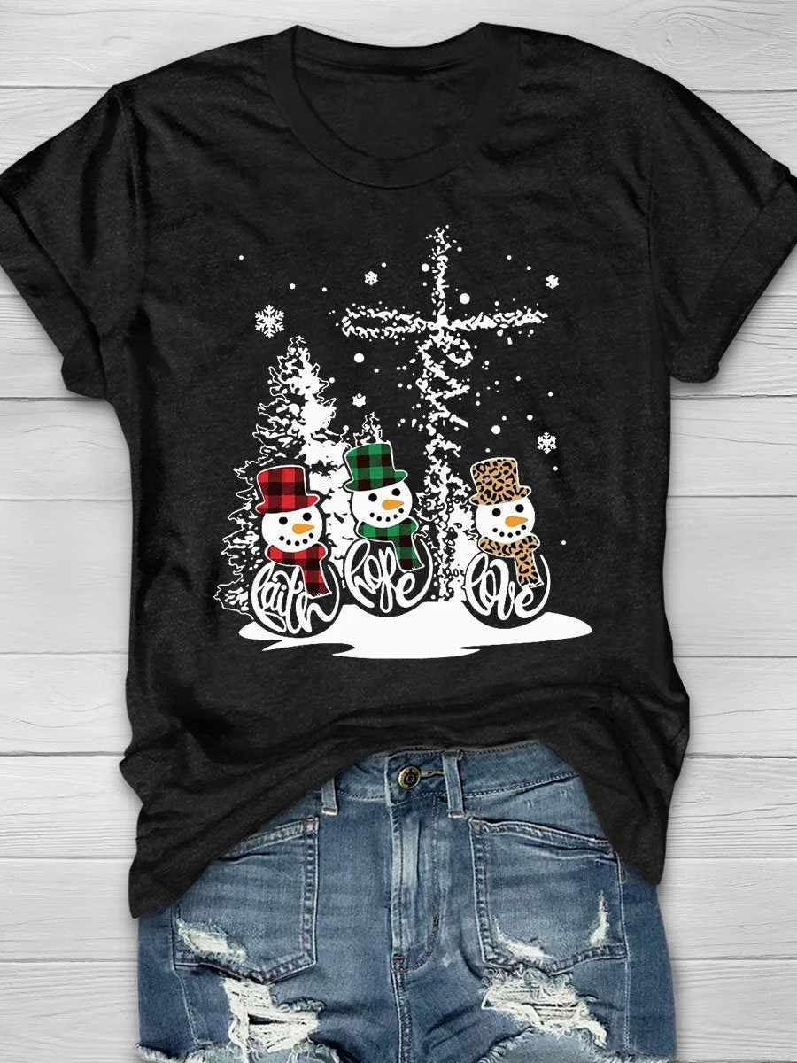 Faith Hope Love Print Short Sleeve T-shirt