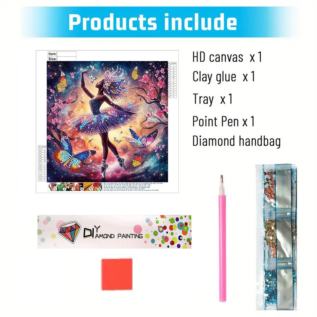 Diamond Painting - Partial Special Shaped Drill - Butterfly Dance Girl(Canvas|30x30cm)