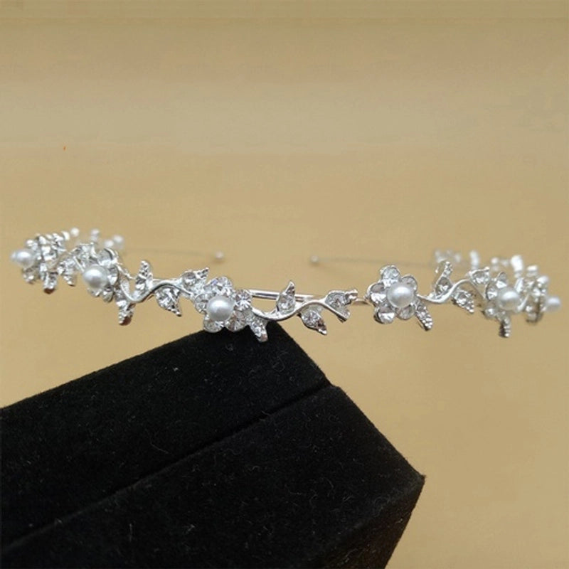 Minimalist Flower Imitation Pearl Alloy Rhinestone Hair Band 1 Piece