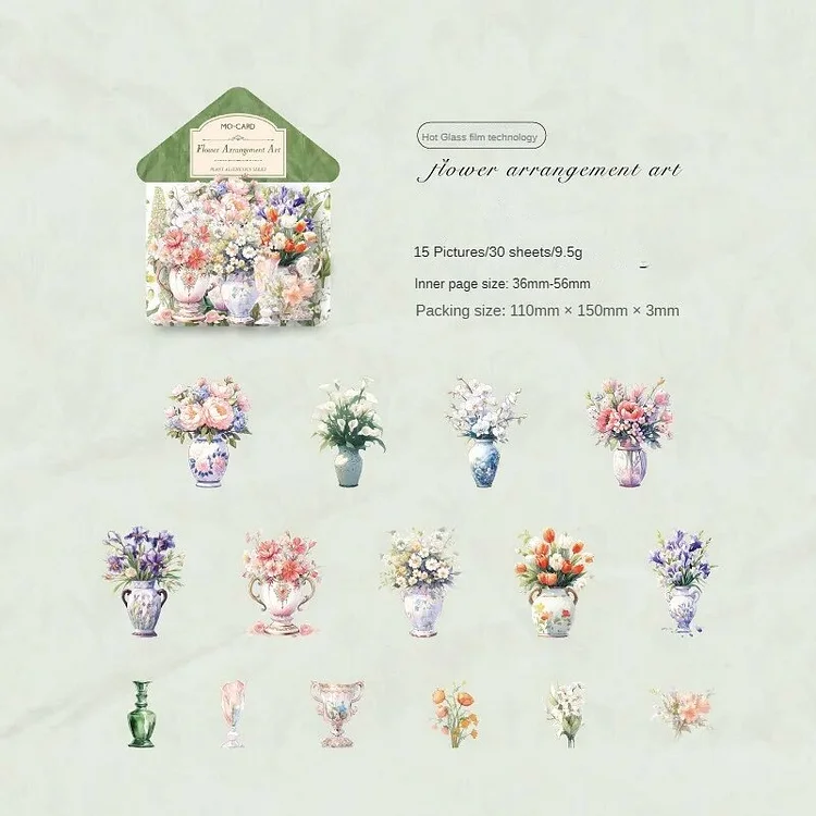 Journalsay 30 Sheets Of Botanical Aesthetic Series Vintage Floral PET Stickers