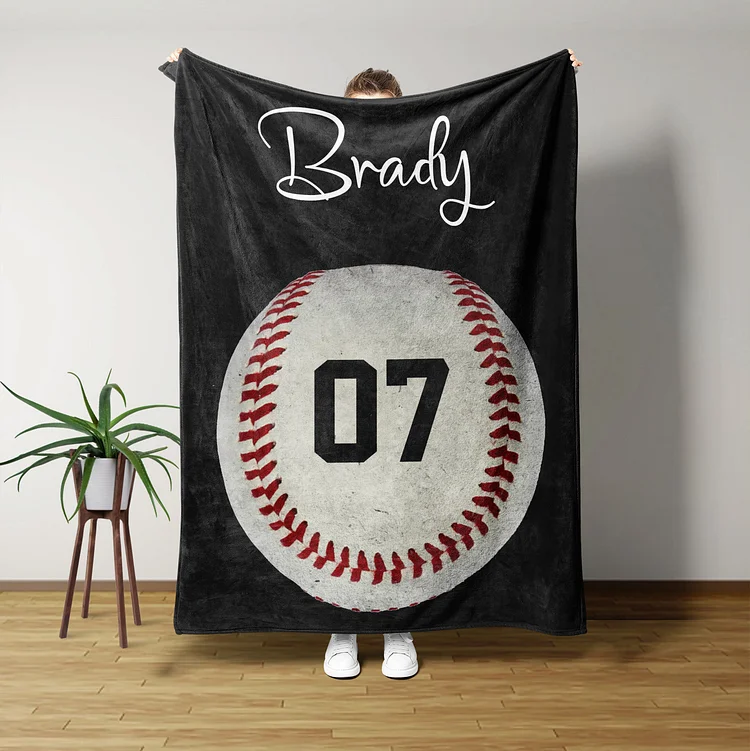 Custom Baseball Blanket With Name And Number | BKKid478