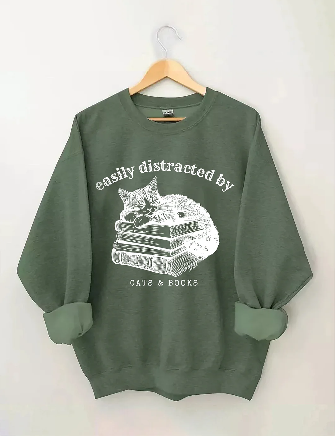 Easily Distracted By Cats And Books Sweatshirt