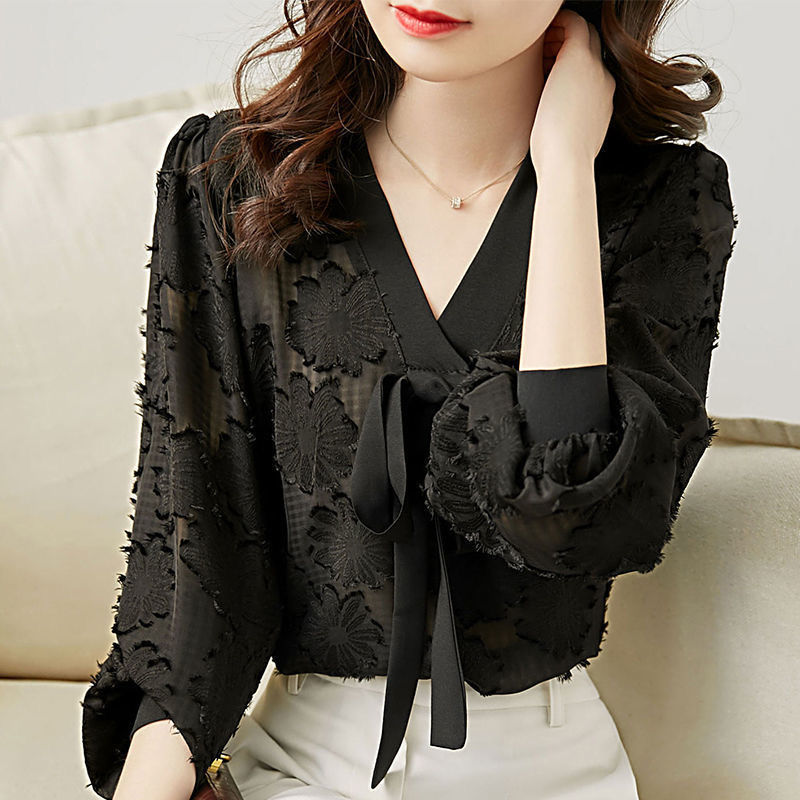 Women Lantern Sleeve Chiffon Blouses&Shirts