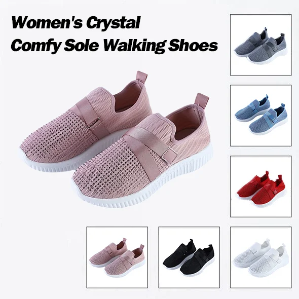 Women's Crystal Comfy Sole Walking Shoes
