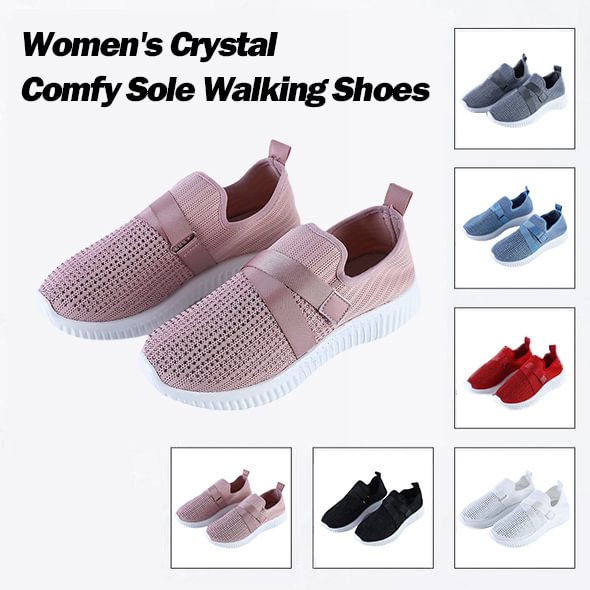 Women's Crystal Comfy Sole Walking Shoes