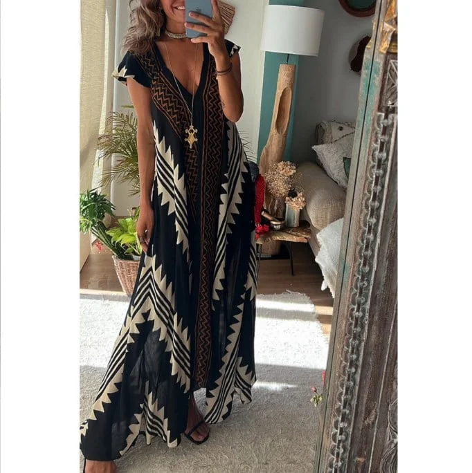 V-neck casual dress