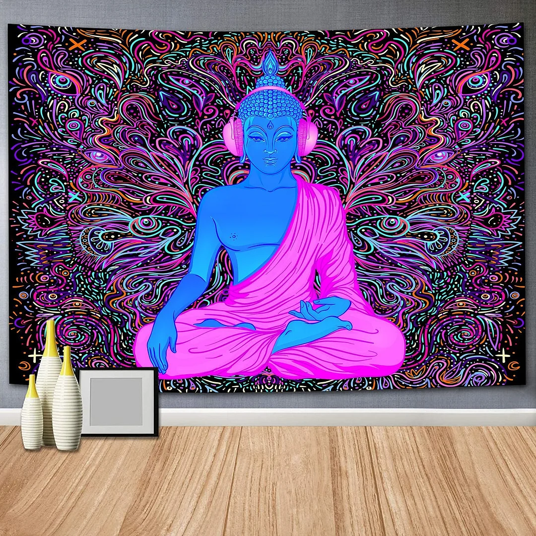 Indian Rainbow Psychedelic Buddha Tapestry Bohemia Abstract Mushroom Wall Hanging Tapestries Hippie Tarot Elephant Blanket Decor
