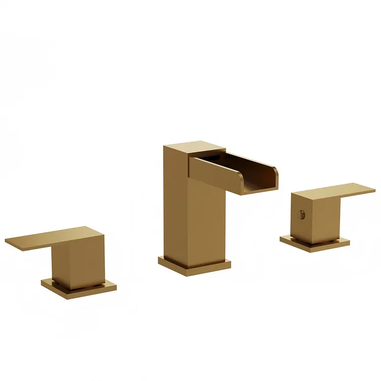 EVERSTEIN Waterfall Widespread Bathroom Sink Faucet Brushed Gold 