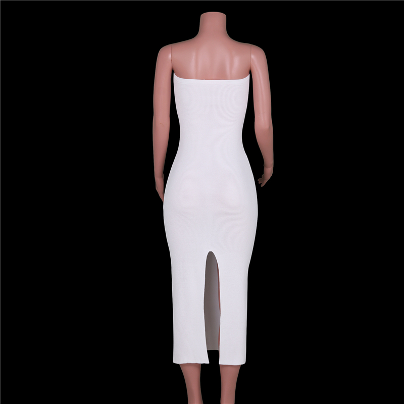Ootddress Strapless Knit Maxi Dresses For Women Summer Beach Party Bodycon Dress Off-Shoulder Twist Knitting Evening Backless Dress