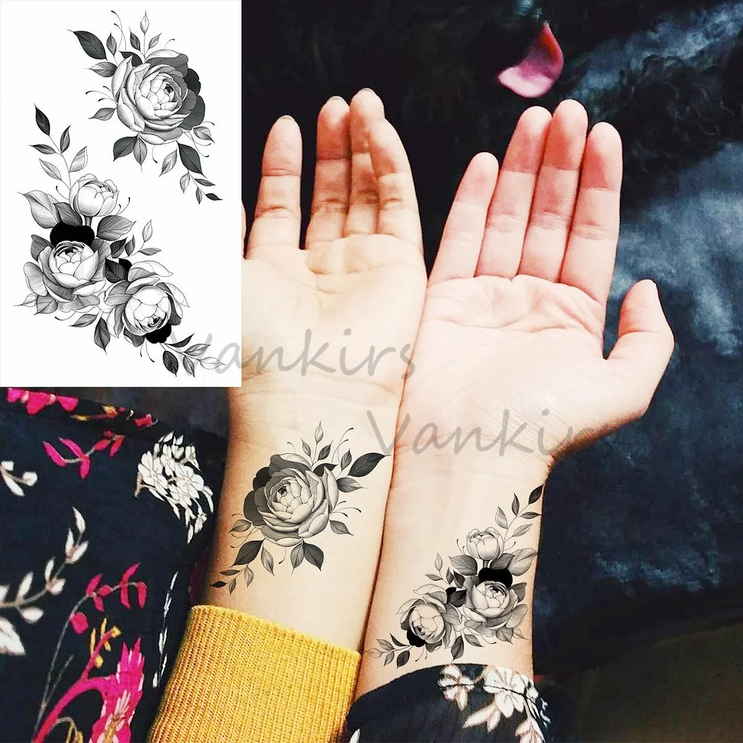 Sdrawing Cloud Coconut Tree Temporary Tattoos For Adults Girls Tiger Flower Compass Mountain Fake Tattoo Sticker Arm Leg Tatoos