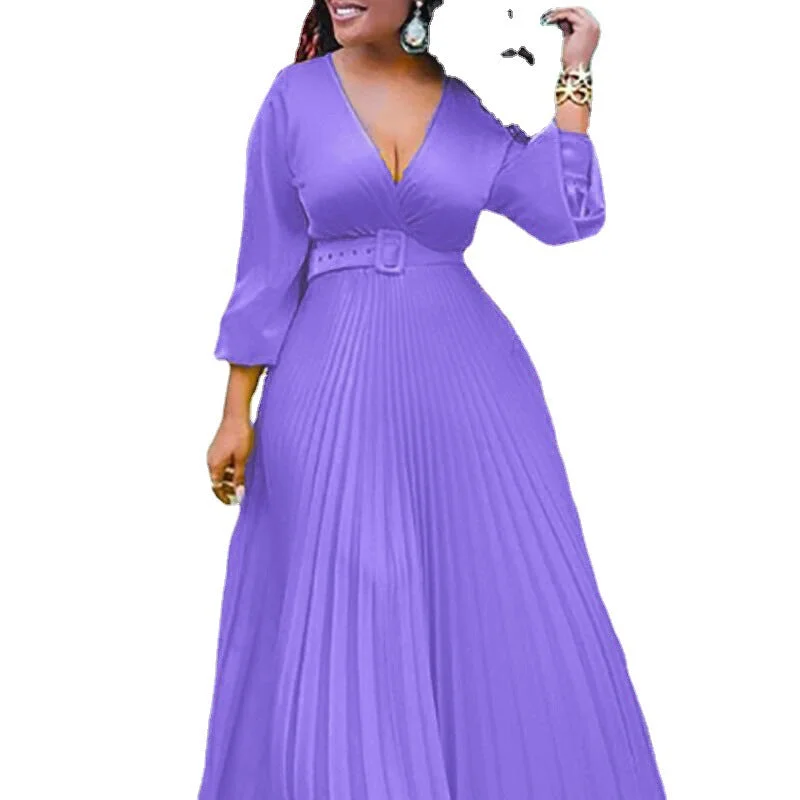 Uveng High Waist Slimming Solid Color Dresses