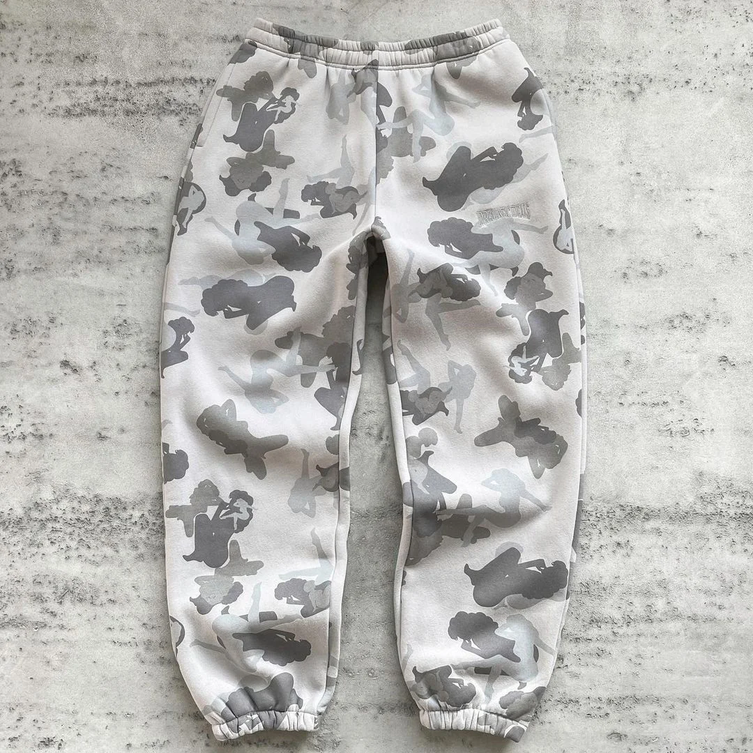 Casual Print Elastic Waist Sweatshirt Trousers