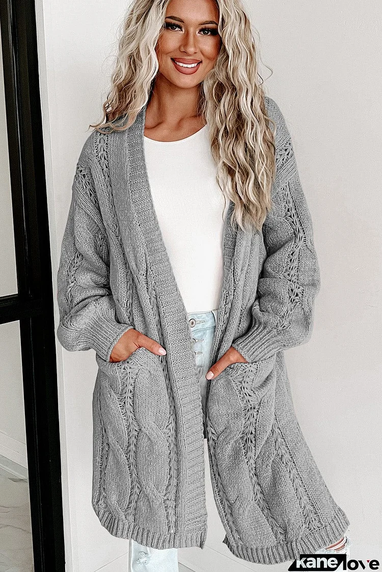 Cable-Knit Dropped Shoulder Cardigan