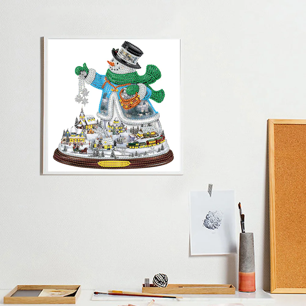 Diamond Painting - Partial Special Shaped Drill - Snowman(30*30cm)