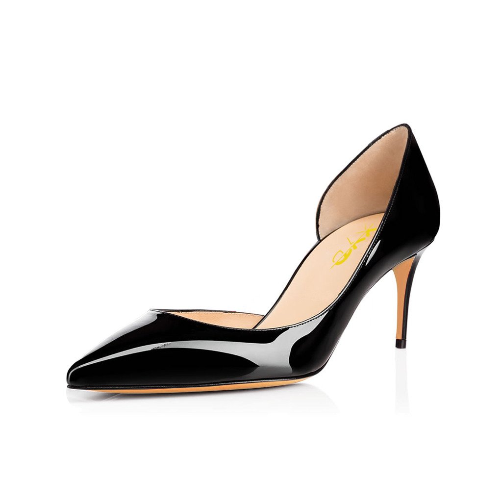 Black Vegan Leather Closed Toe 3'' Stiletto Heel Pumps Nicepairs