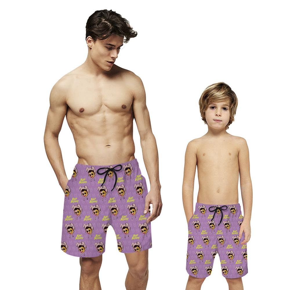 Bad Bunny Shorts Swim Trunks  Summer Running Shorts for Men and Boys