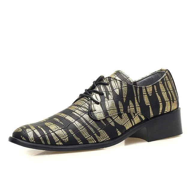 Pointed Toe Dress Shoes Fashion Print Lace Up Flats Casual Oxford Shoes | EGEMISS