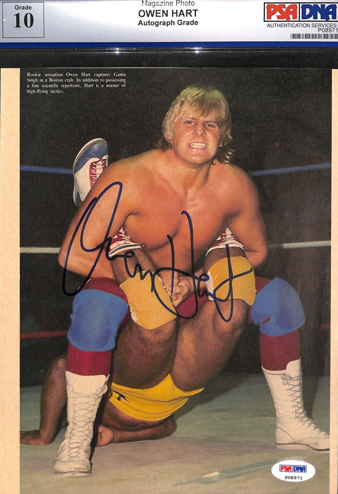 Owen Hart Signed 8x10 Magazine Photo Poster painting PSA/DNA Gem Mint 10 COA Autograph WWE WWF