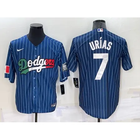 Men's Los Angeles Dodgers #7 Julio Urias Navy Mexico World Series Cool Base Stitched Baseball Jersey FJEA