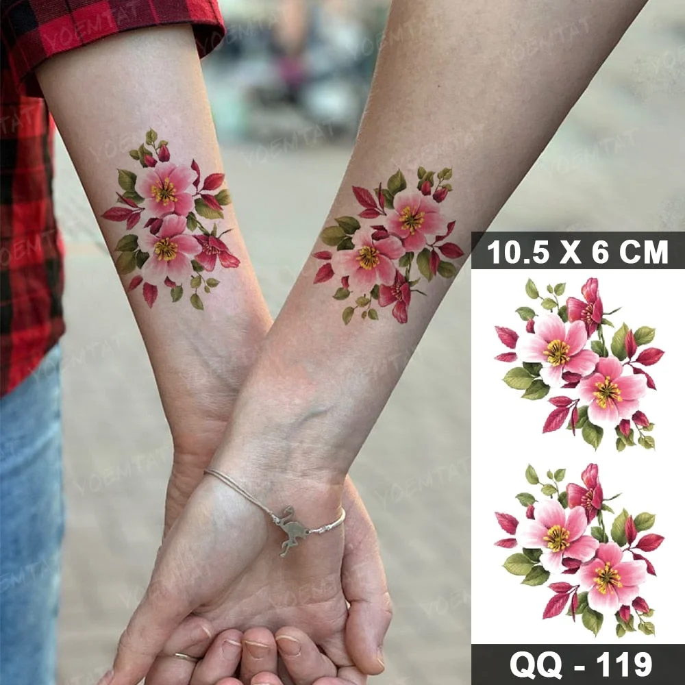 Transfer Temporary Tattoo Stickers Butterfly Flower Realistic Sexy Flash Tatoo Women Men Arm Waist Line Body Art Fake Tatto Cool