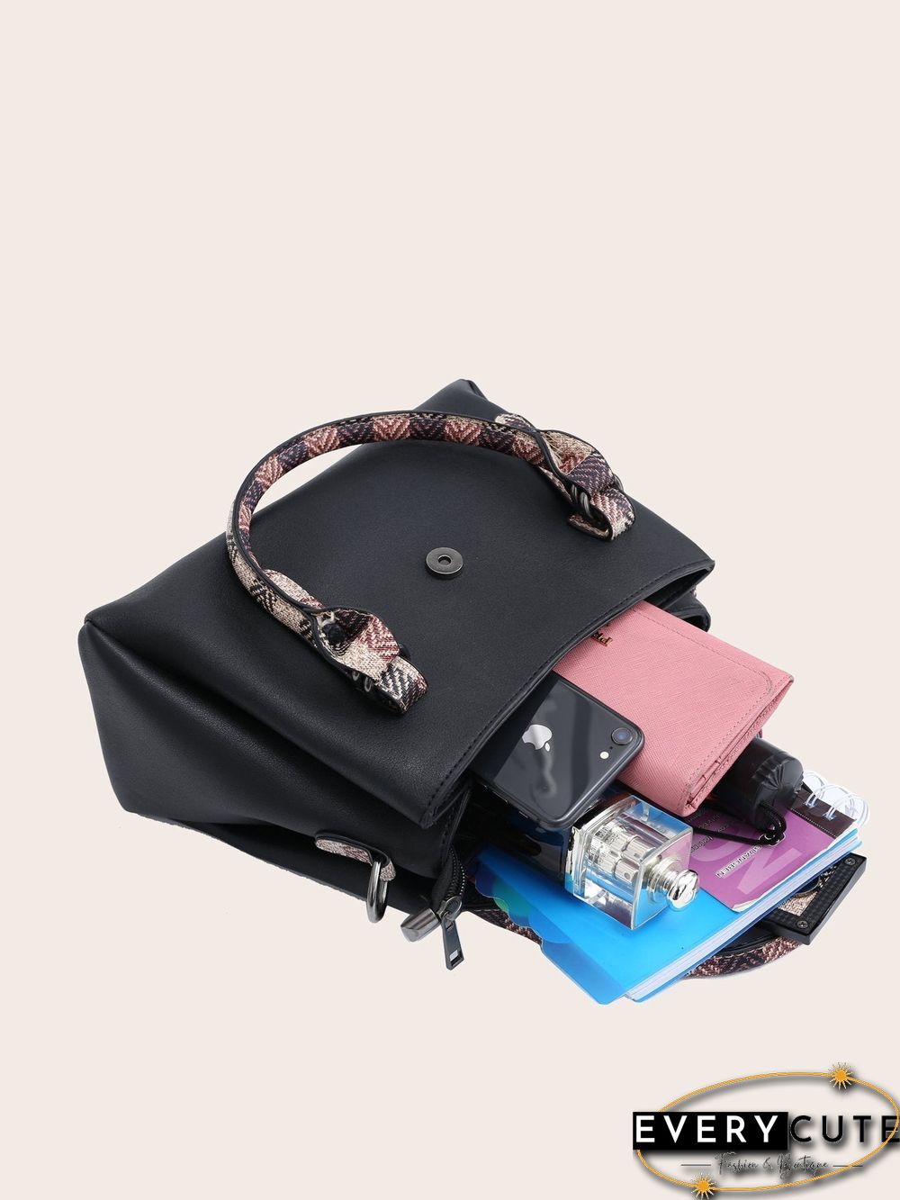 Plaid Split Joint Shoulder Bag