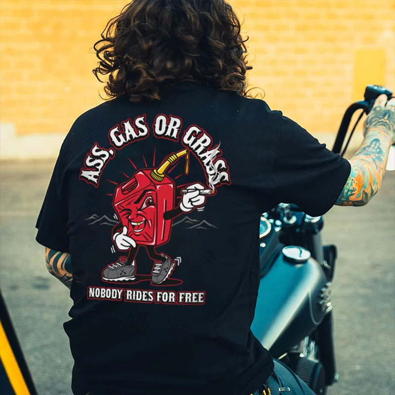 ASS GAS OR GRASS Black Print T-Shirt