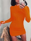 Solid Color Bodycon Long Sleeves Mini Dress