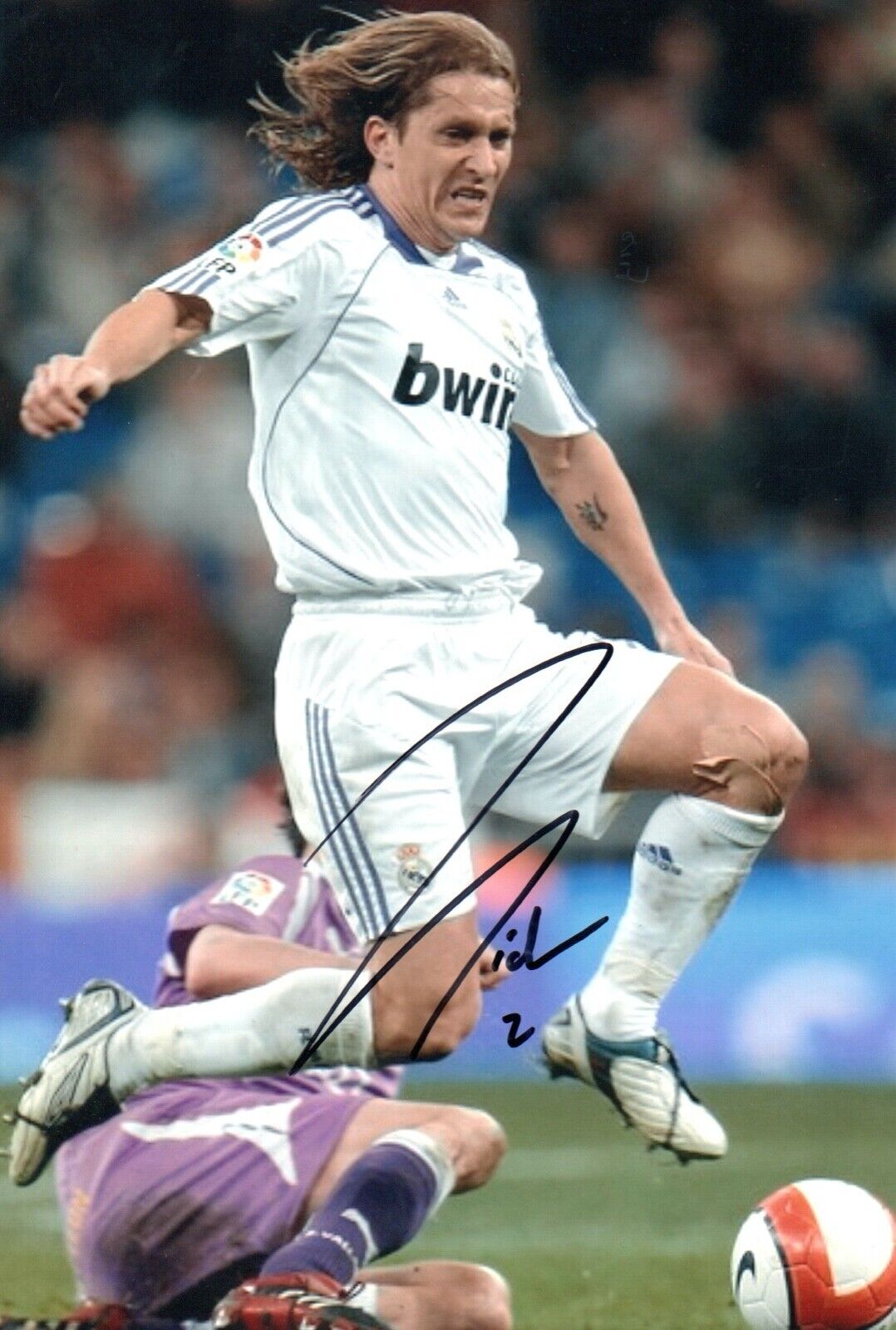 Michel Salgado Real Madrid Spain Football Autograph Signed 12 - 8 Photo Poster painting